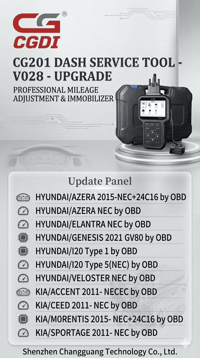 CGDI CG201 Dash Service Tool V028 Update