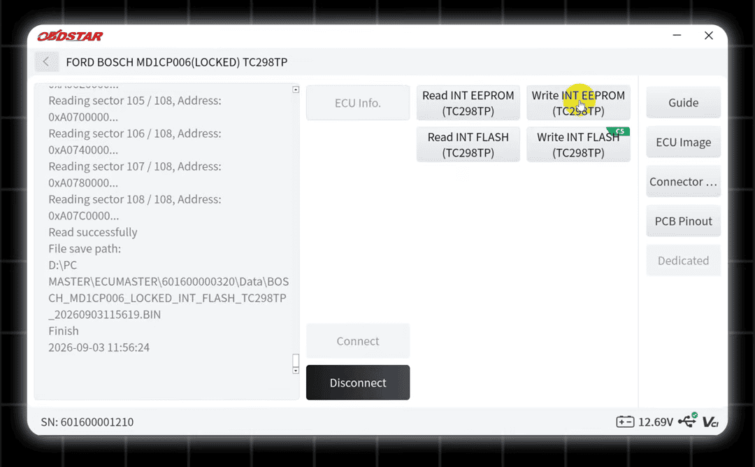 OBDSTAR ECU MASTER Writes the ECU Data